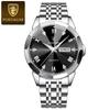 POEDAGAR Orologio da uomo di lusso originale impermeabile luminoso con data settimana acciaio inossidabile quarzo moda
