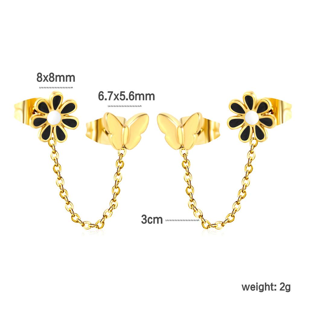 Personalized Long Heart Drip Oil Screw Ear Bone Studs Double Ear Piercing Earrings for Women