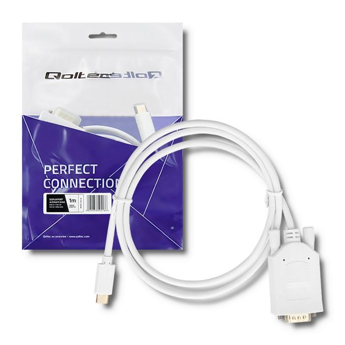 Qoltec Kabel USB 3.1 Typ C Stecker/ VGA Stecker | FULL HD | Alternate Mode | 1m