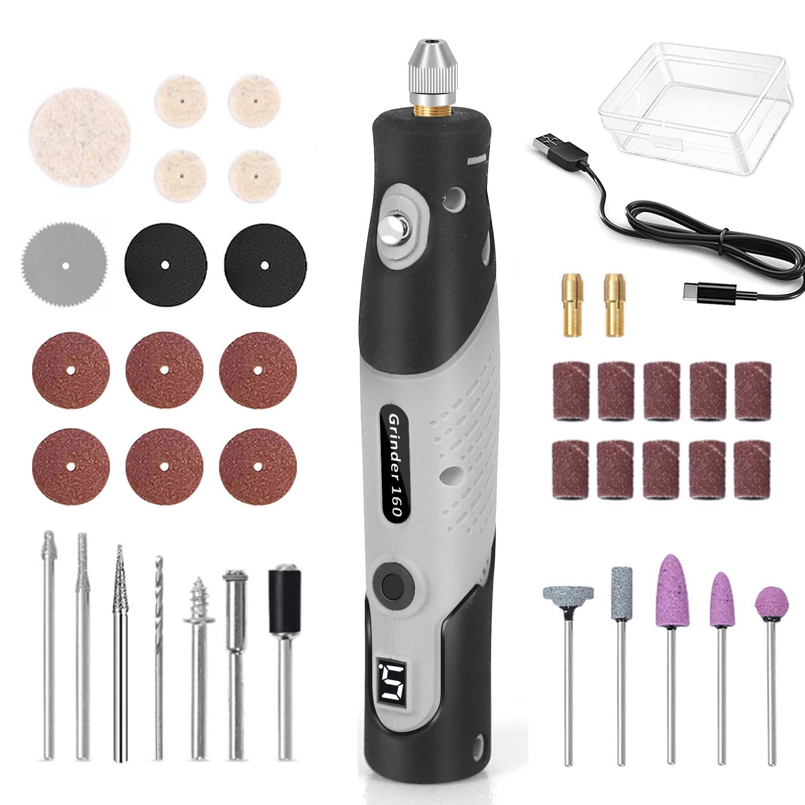 

Mini Cordless Rotary Tool 5 Speed Grinder Kit Accessories Rechargeable Art Craft Tool for Sanding Polishing Grinding