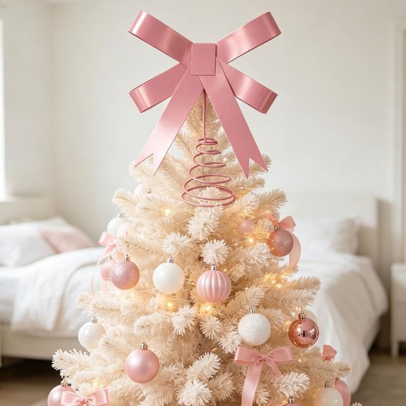 Festival Tree Top Decoration Christmas Trees with Metal Spring Base for Holiday Tree Display and Tabletop Decoration