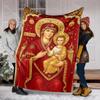 1PC Religious icon painting Faith-printed Flannel Blanket Soft and Warm Suitable for Home Travel Picnics Camping and RV Use