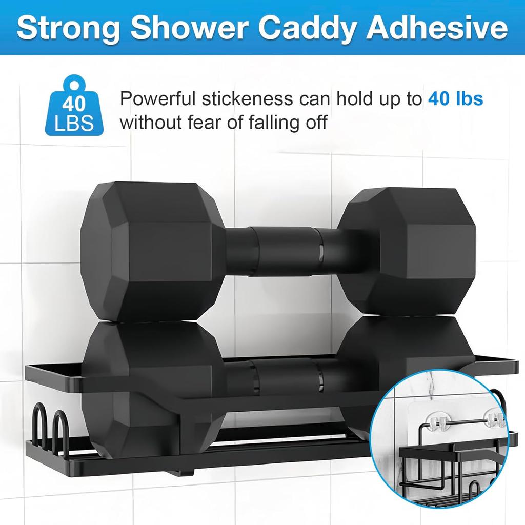 Upgraded Shower Caddy Adhesive Replacement,Strong Adhesive Hooks for Shower Caddy, Waterproof Shower Shelf Adhesive, Shower Adhesive Strips for