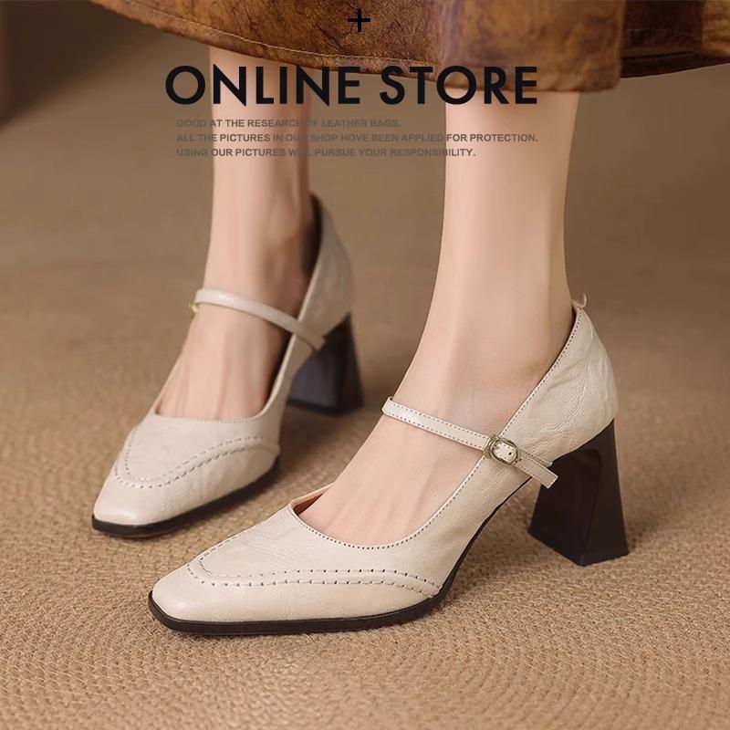 Lambskin shoes~ French single shoes, femininity is not tired, high heels, thick heels, work shoes, beautiful Mary Jane shoes