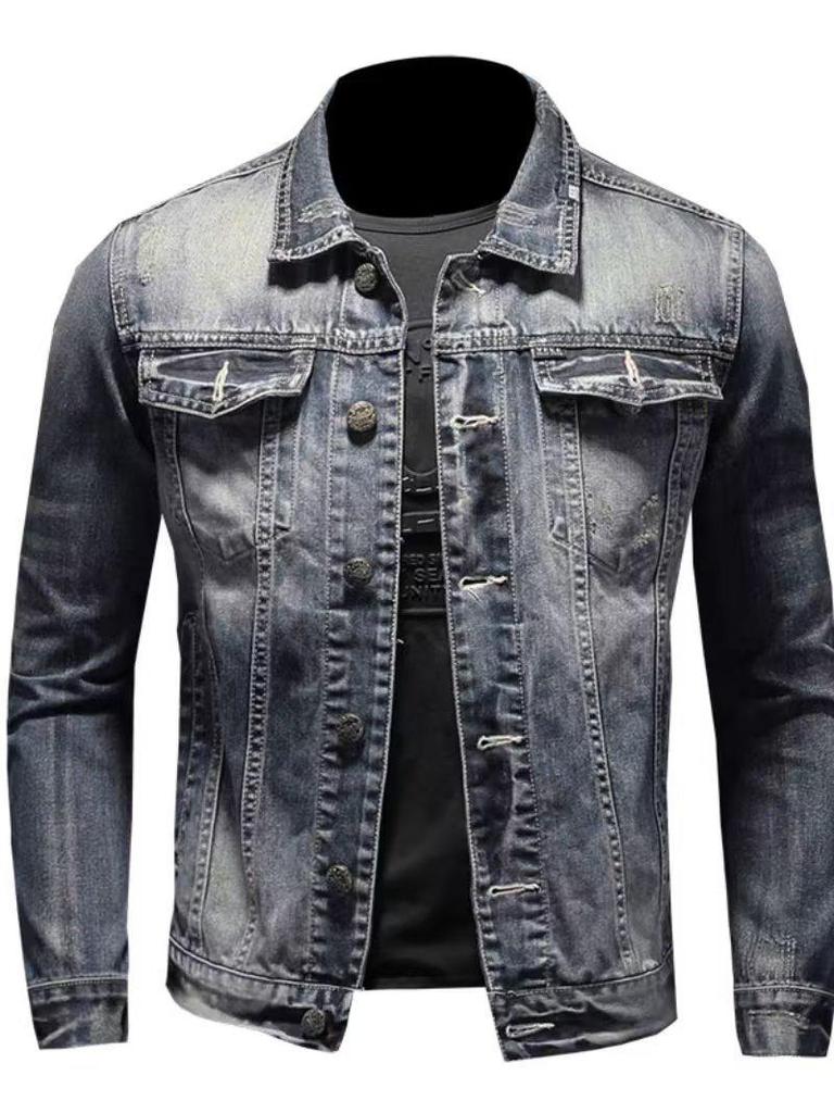 2024 Herbst Herren Slim Koreanische Retro Denimjacke: Trendige und Attraktive Freizeitmode