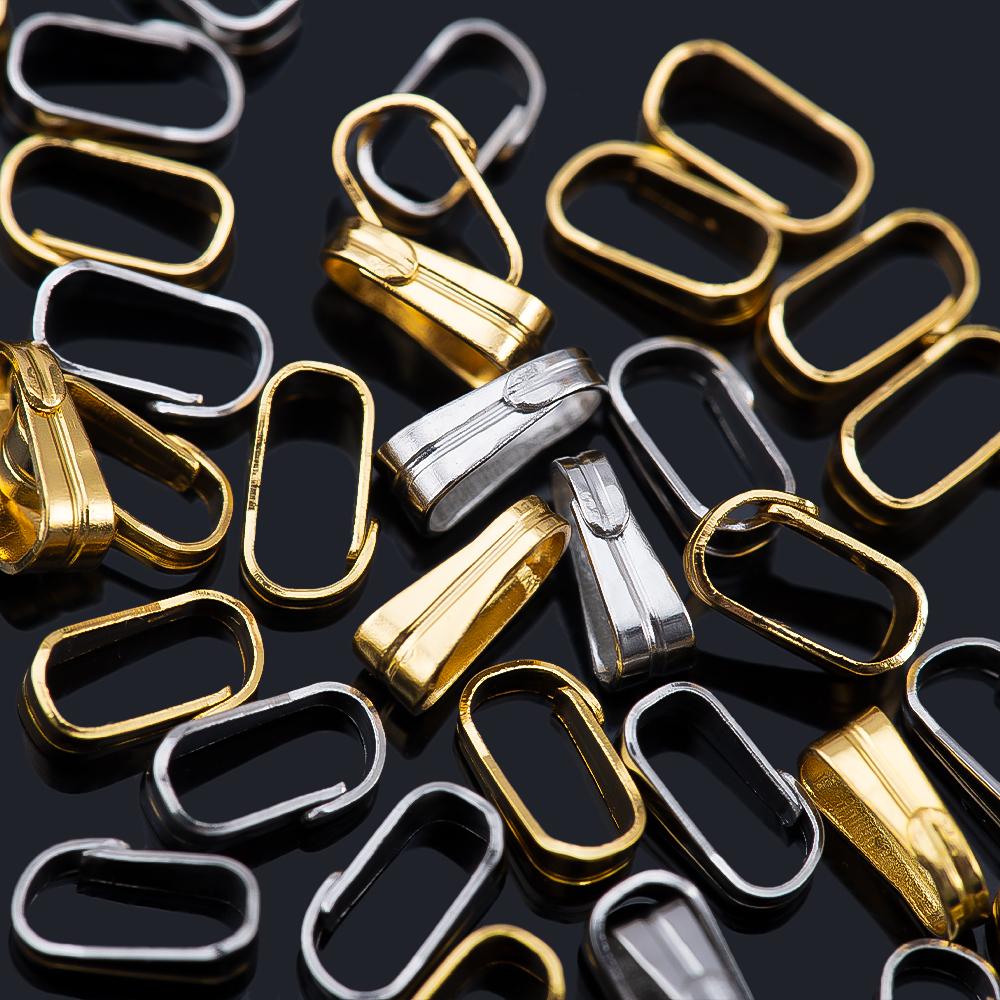 50pcs Stainless Steel Bail Clasp Connect Necklace Pendants Charms Connectors Buckle Clip Clasp for DIY Jewelry Making Supplies
