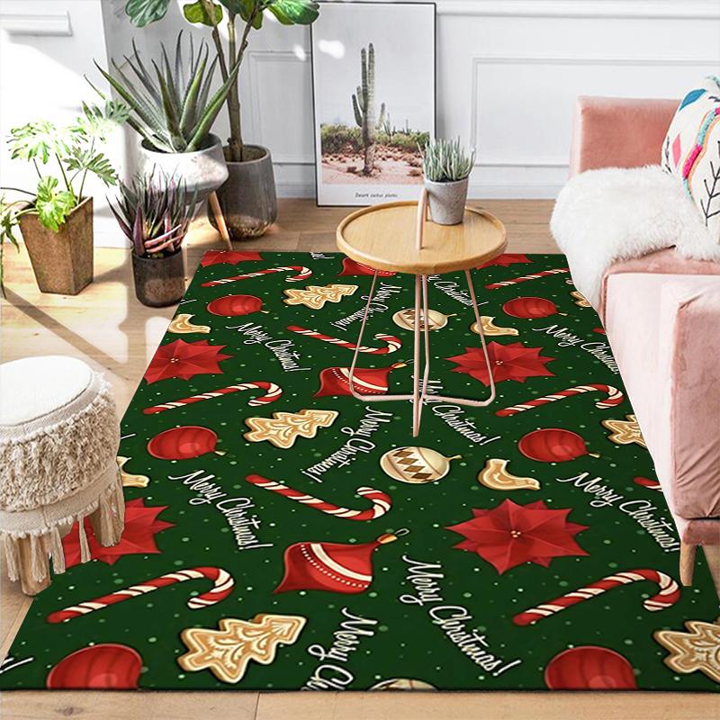 1Pc Christmas Candy Cane Rug Office Carpet Indoor Outdoor Doormat Nonslip Soft And Comfortable Living Room Christmas Halloween Gift D91815