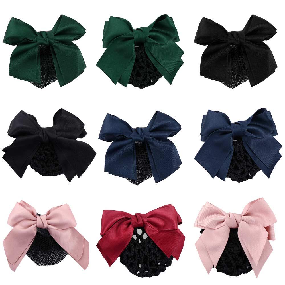 Hair Clip Elegant Hotel Female Nurse Bowknot Hairgrips Cover Net Ponytail Clip Women Spring Clip Korean Bun Snood