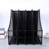 Metal Iron Mesh Four-Tier File & Document Rack with Bookends