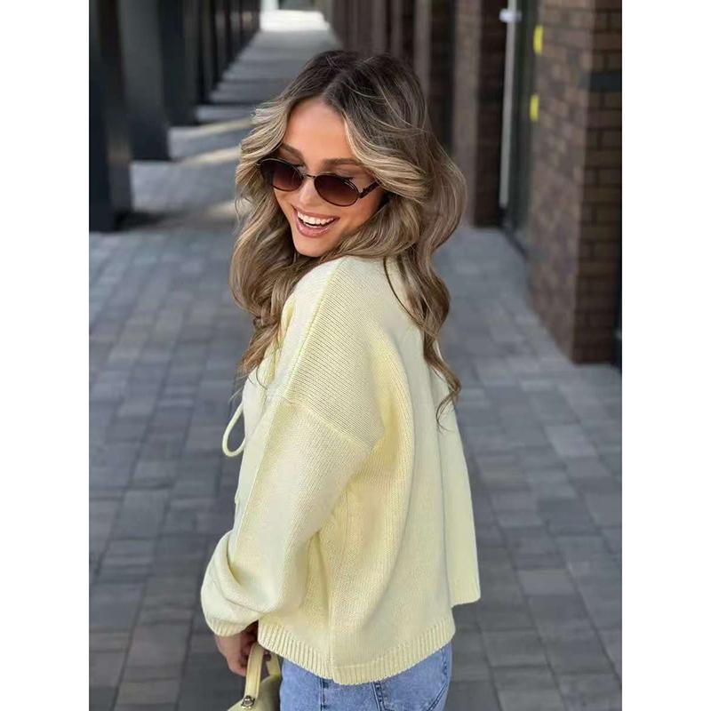 Women Solid Knit Sweater Cardigan Full Sleeve Lace Up Thick Jumper Casual Elegant Coat Sweaters Regular Autumn