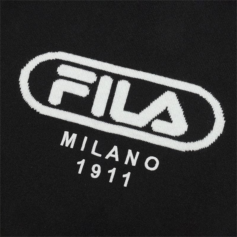 FILA Milano Italian Luxury Sports Collection 1911 Simple Comfortable Casual Knit Sweater Men sweater Black F11M515401F-BK