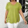 2026 Plus Size Criss-cross V-neck Short Sleeve T-shirt for Summer