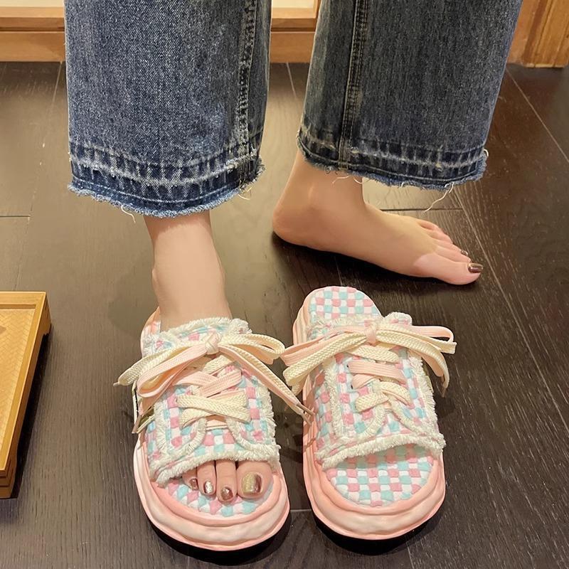 Dopamine slippers women's summer wear non-slip thick bottom heightening muffin cool slippers schoolgirl beach one-word drag
