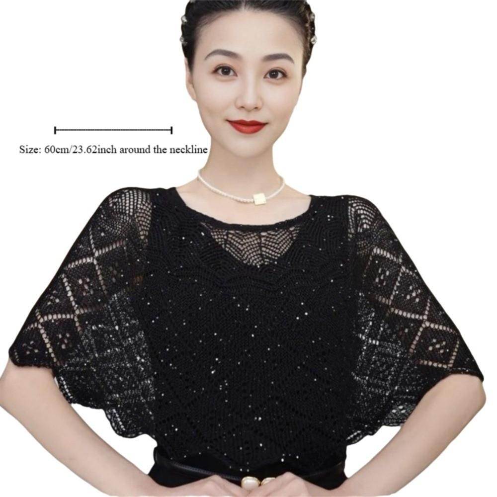 Versatile Vintage Style Crochet Shawl Knitted Hollow Out Shoulder Wrap Fake Collars Hollow Shawls Spring Autumn