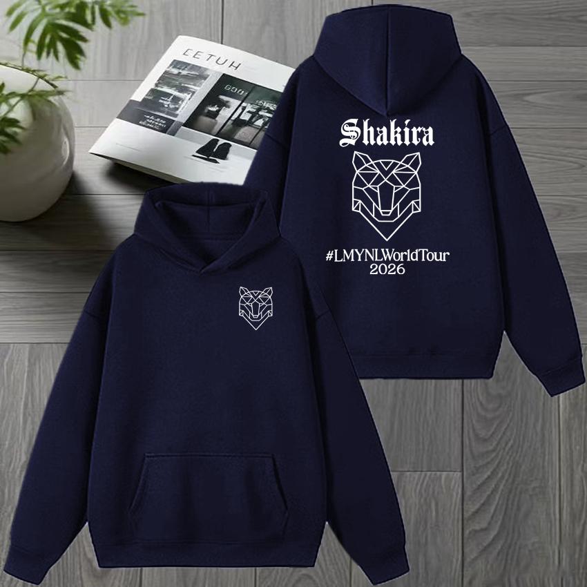 Vintage Singer Shakira World Tour 2026 Double Sided Print Long Sleeve Sweatshirt Men Women Oversized Pullover Fleece Loose Hoodie Unisex Tops