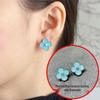 High-Version 18K Rose Gold Earrings: Four-Leaf Clover with White Mother-of-Pearl & Red Agate - Fashionable, Luxurious, INS Style.