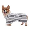 1pc Dog Striped Bathrobe, Quick-Dry Super Absorbent Pet Bathing Drying Clothes, Adjustable Belly Band with Ultra-Soft Fabric, Suitable