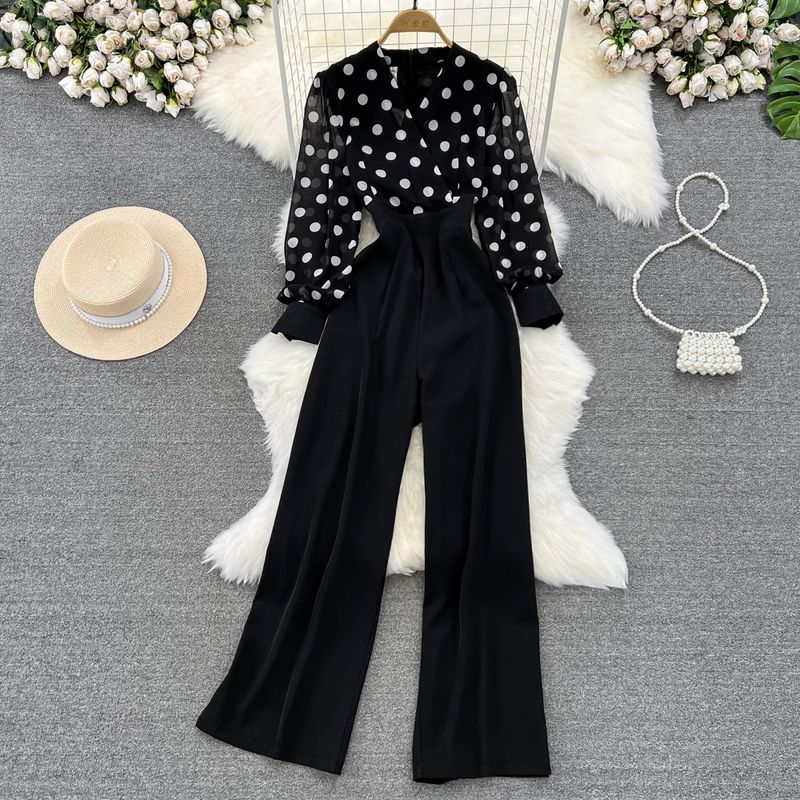 

Lightly Mature Bubble V-neck Casual High Waist Jumpsuit Black S