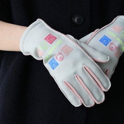 Nouveaux Gants Chauds pour Femmes en Automne et en Hiver Mignon Petit Ours Plus Velours Extérieur Coupe-vent Imperméable Cyclisme Antidérapant Écran Tactile Conduite