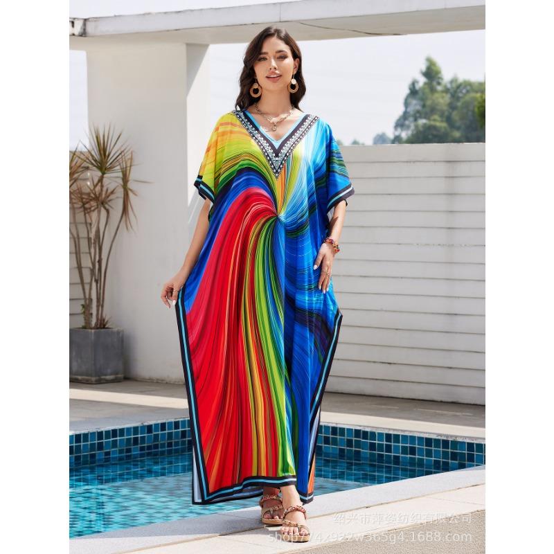 

Большие размеры женская новая пляжная блузка с принтом свободный праздничный бикини солнцезащитный купальник блузка One Size