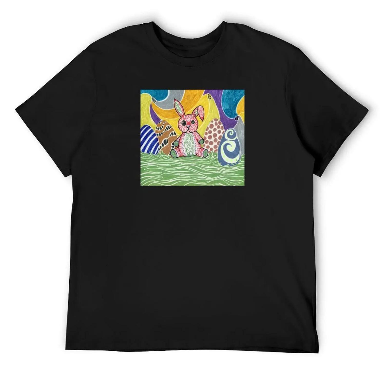 

Egg Bunny T-Shirt boys animal print hippie clothes blacks plus size clothes mens t shirts casual stylish XXXXXL чорний