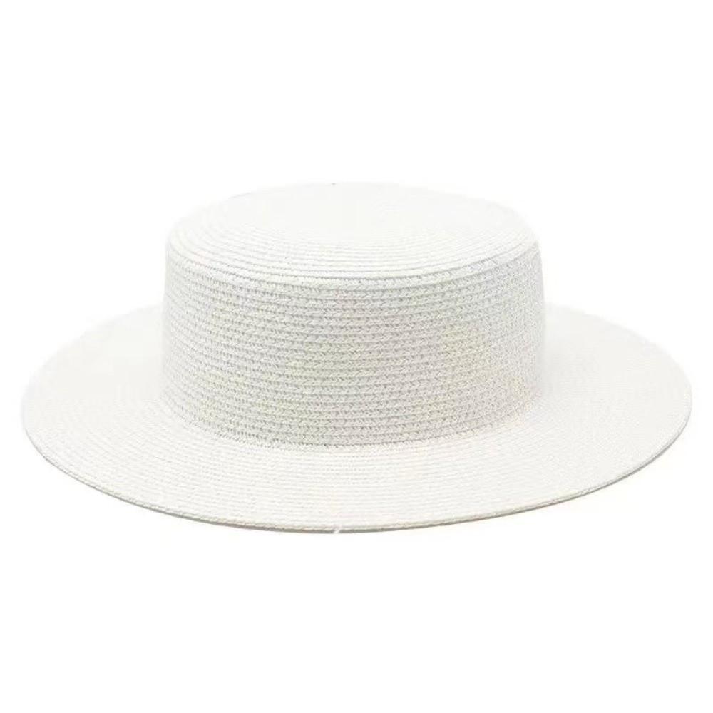 Fashionable Wide Brim Straw Hat Handwoven Straw Breathable Sunscreen Hat Flat Top Beach Sun Hat Women Summer