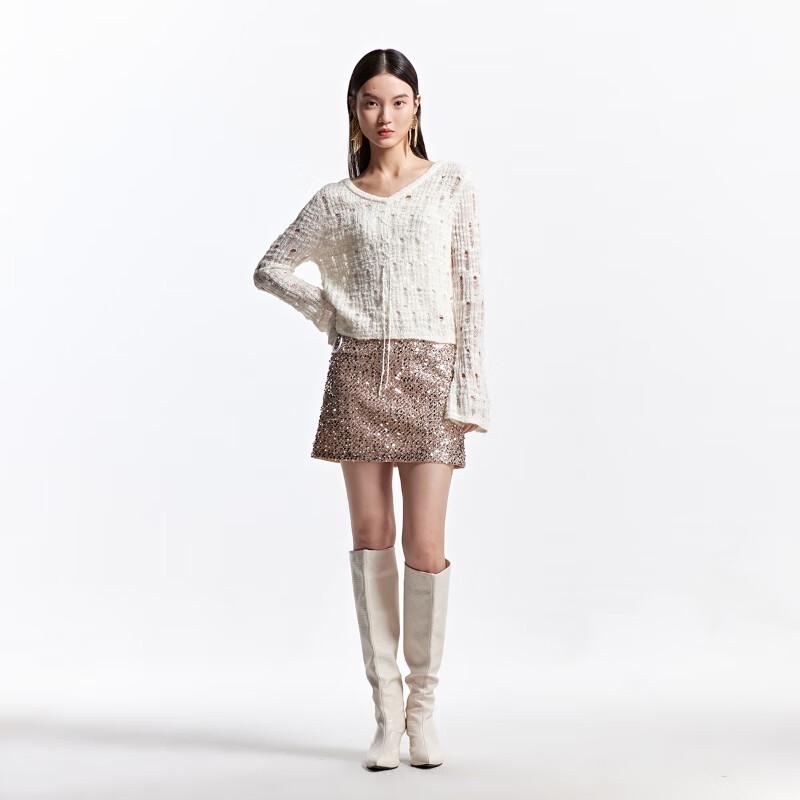 VEROMODA Women's Sequin V-Neck Knit Two-Piece Set