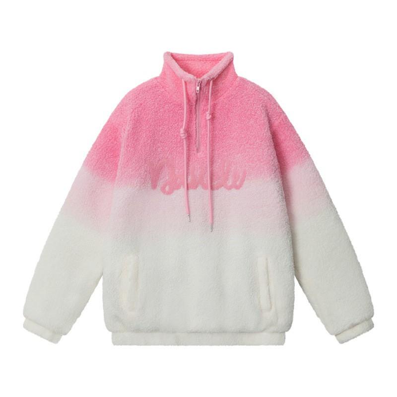 HeyHenry Gradient Fleece Sweatshirt Couple Thick Casual Loose Top Teens