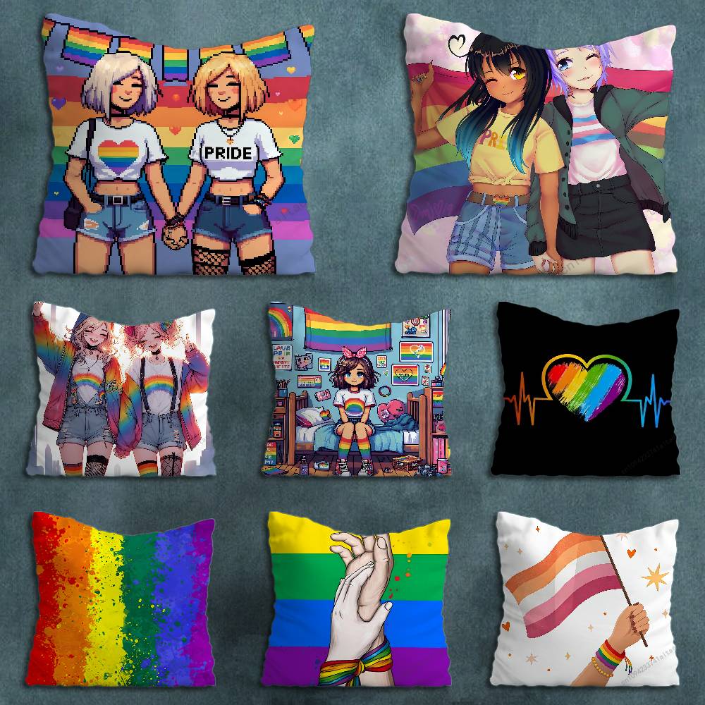 Pride Lesbian LGBT Rainbow Pillowcase for Sofa Room Office Decor Printing  Merchandise AllMatch Cushion Cover