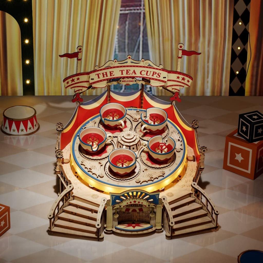 3D Wooden Puzzle Amusement Park Series Coffee with Japanese Instructions Tsukurundesu® (Teacup, Cup, Attraction, Miniature, Light-Up)