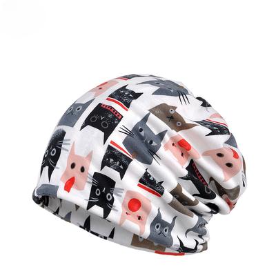 Spring And Summer Pullover Hat Women Cartoon Cat Pattern Sun Protection Versatile Fashion Scarf Bag Head Hat