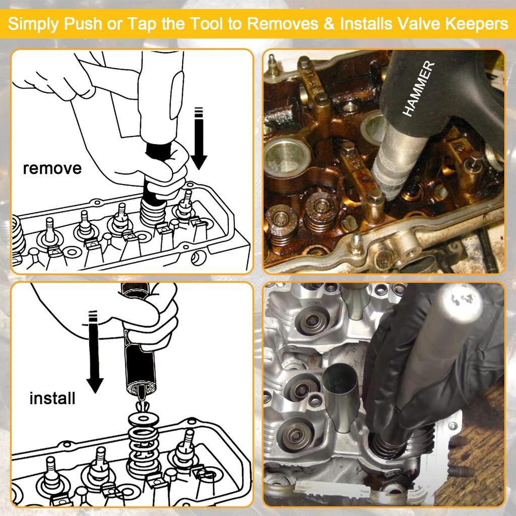 36050 Valve Keeper Remover Installer Kit Valve Spring Compressor & Retainer Removal Tool Fit for Toyota Four Cylinder & Chrysler New World Engines