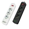 EU Plug Power Strip 3 AC Outlet Multitap Extension with 4 USB Ports 2m Cord Electrical Socket 2500W Fast Charge Surge Protector