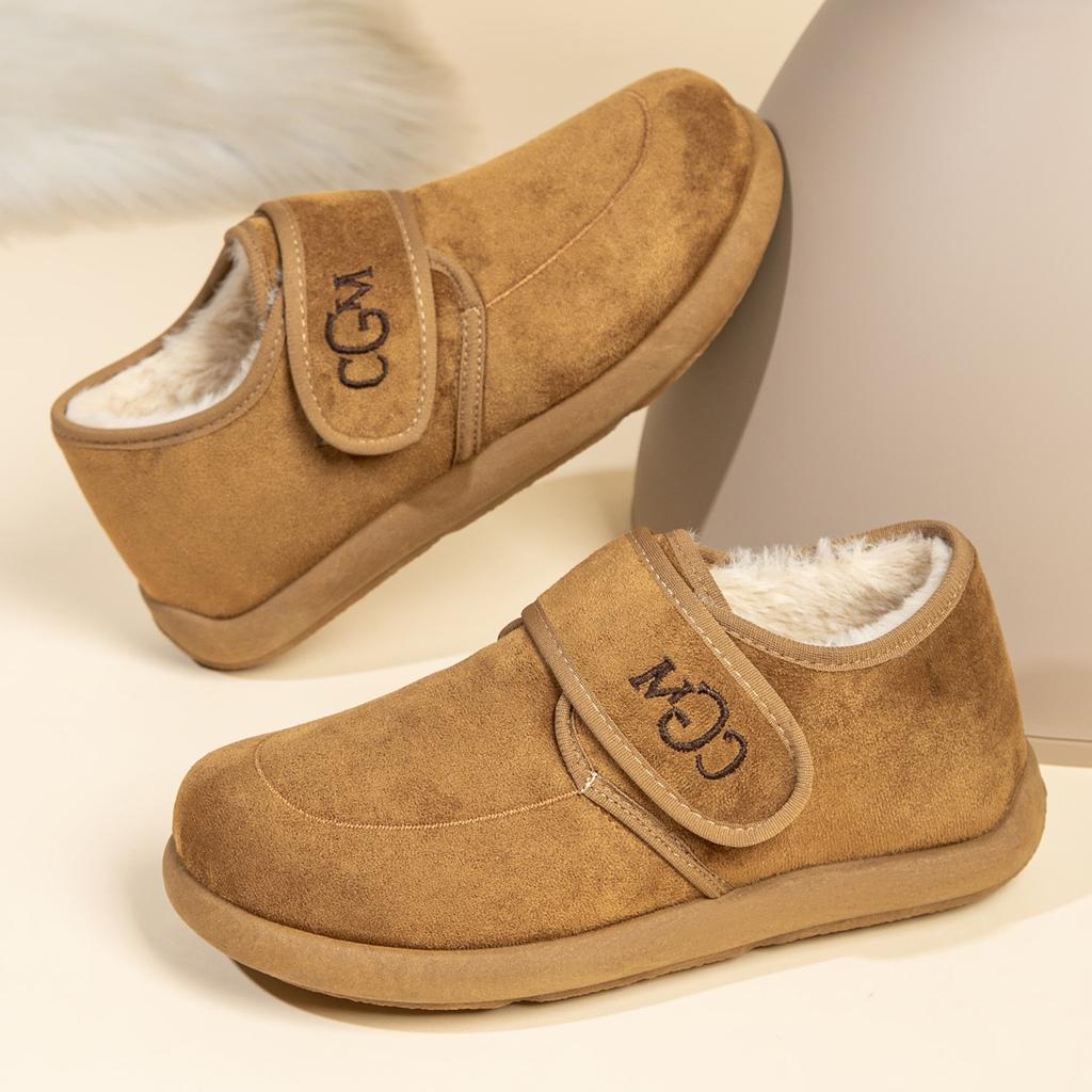 Winter new velvet thickened cotton shoes women's warm and comfortable Boken shoes Velcro cold-proof and wear-resistant cotton shoes