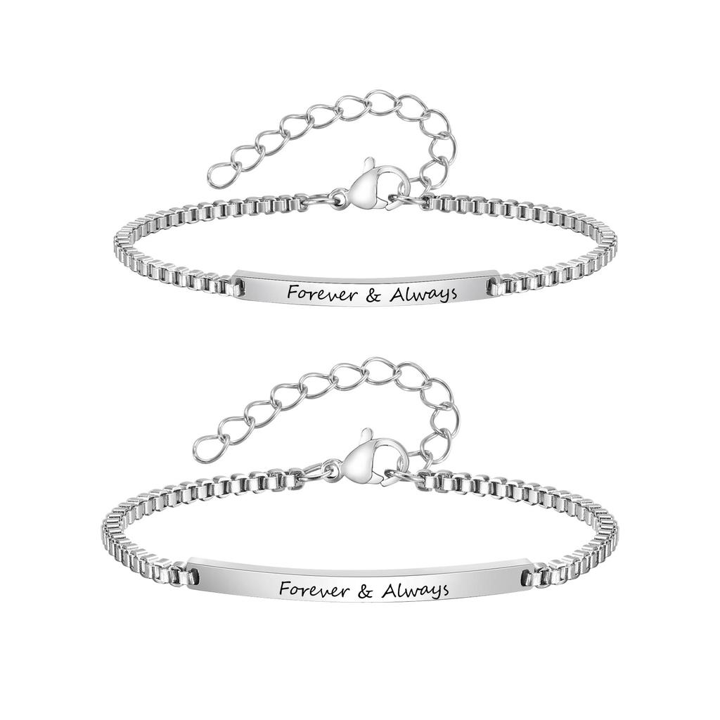 Free Custom Heart Chain Bracelet for Men Women Couple,Personalized Figaro Box Chain Wristband,Gift for Sister Husband Wife Mom