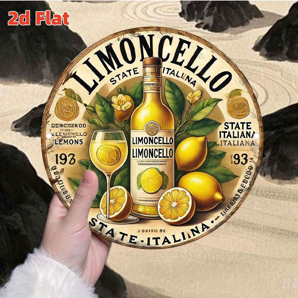 Limoncello Metal Wall Art Sign  Vintage Aluminum Plaque with Lemon and Wine Design Retro Kitchen Wall Decor for Home or Cafe