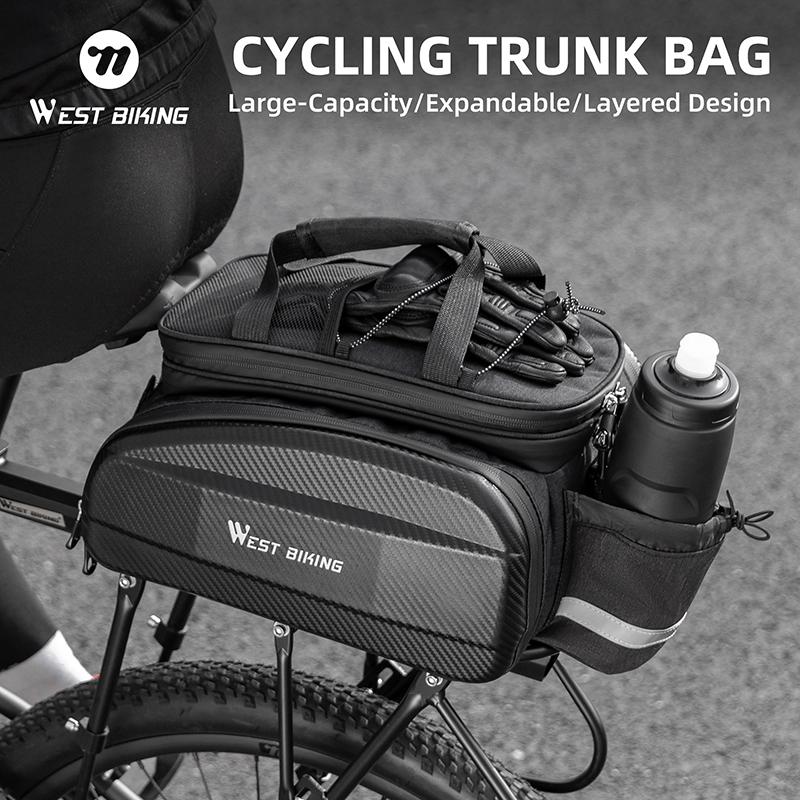 WEST BIKING Large Capacity Bicycle Rear Seat Bags EVA Multi-purpose MTB Road Bike Carrier Bag Expandable Cycling Rear Rack Bag