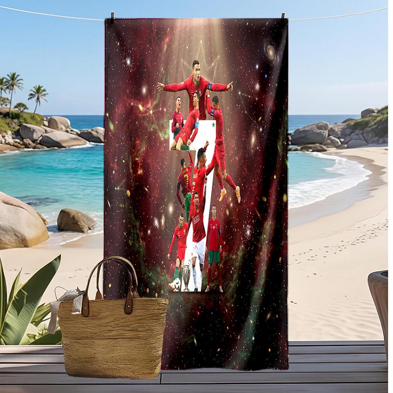 Portugal Football Print Beach Towel Quick Dry Super Absorbent Soft Bath Towel for Swimming Beach Travel Fan Souvenir Gift