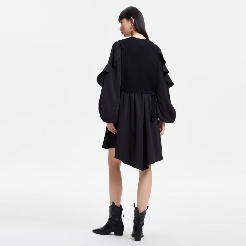 VEROMODA Black Detachable Vest Long Sleeve Midi Dress