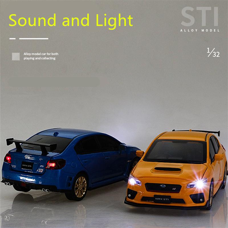1/32 Subarus WRX STI Alloy Sports Car Model Diecast Simulation Metal Toy Race Car Model Sound and Light Collection Children Gift