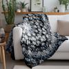 Dark Grey Floral Print Blanket Soft Cozy Fleece Throw Blanket Bed Sofa Decorative Gift for Women Kids