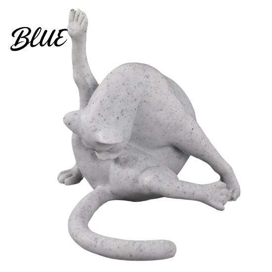 Playful Cat Resin Figure Licking Butt Figurine Funny Statue Collectible Whimsical Kitty Ornament for Shelf Desk Decor Gift Lovers Housewarming
