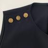 RED VALENTINO XR3VADC05LB Navy Gold Button Caddy One-Piece dress 42 NavyUsed