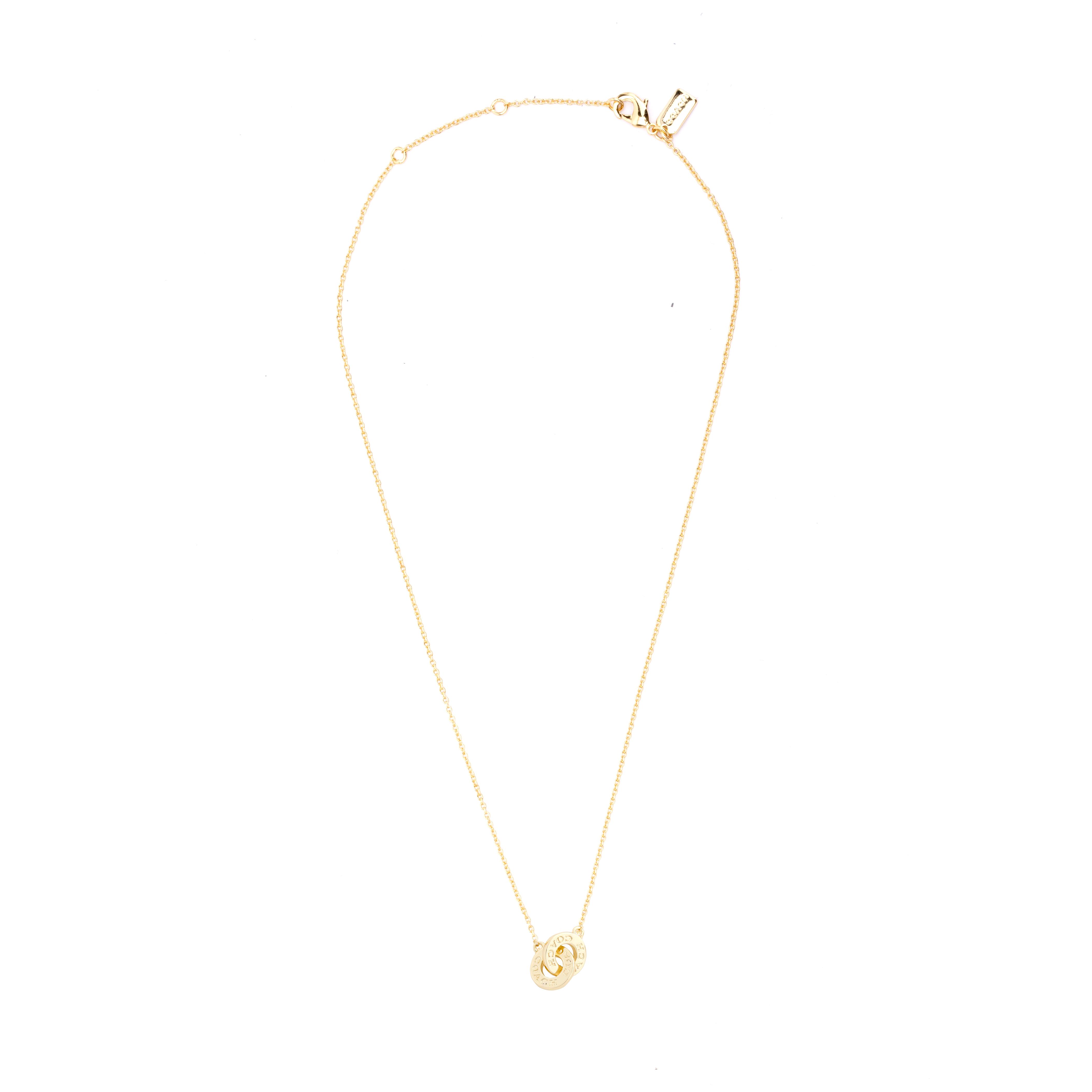Coach Double Ring Brass Necklace Women necklace Gold 91441GLD Default Packaging