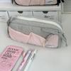 1 Piece Cute Fashion Bow Pencil Case Soft Fabric Casual Large Capacity Stationery Case Portable School Pen Bag Student
