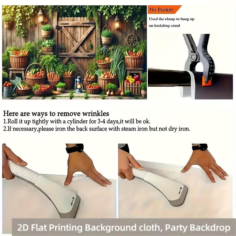 2D Countryside Harvest Backdrop Cloth Farm Vegetable Baskets Party Decor