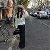 [Fleece] Winter year thin new fur collar hooded cotton-padded coat waist thickened short cotton-padded coat women's coat