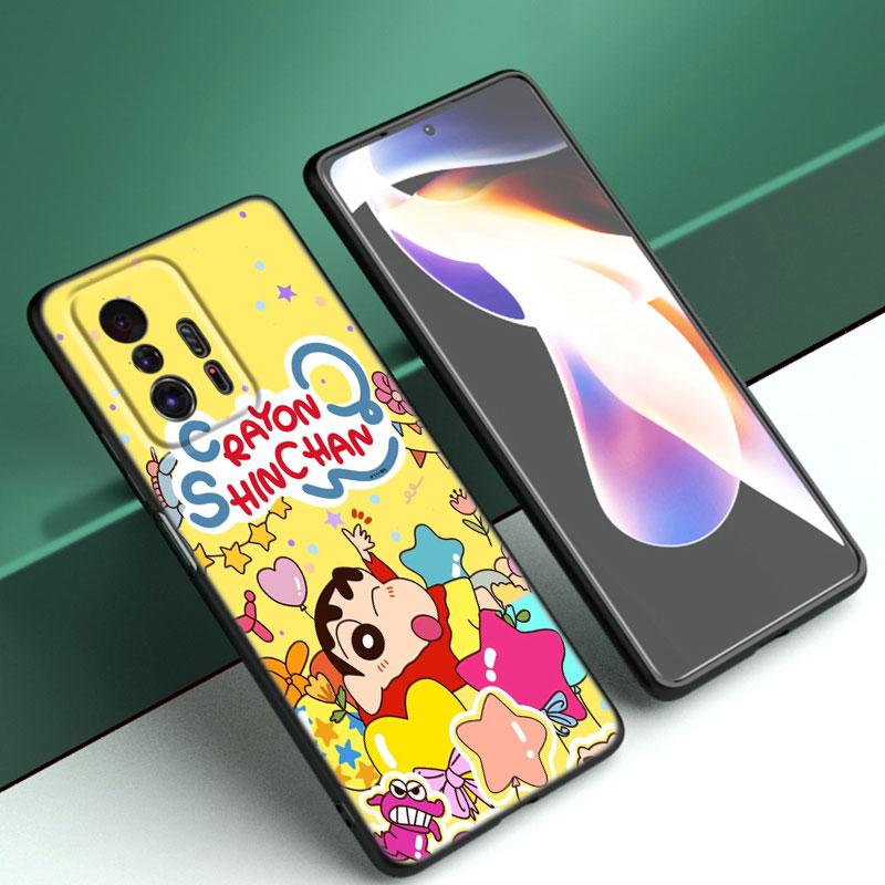 Cartoon C-Crayon Shinchan Schwarze Handyhülle für Xiaomi Mi 9 SE 8 10T 11 12 13 Lite 9T 11T 12S 12T 13T 14 Pro 5G NE 11i 12X
