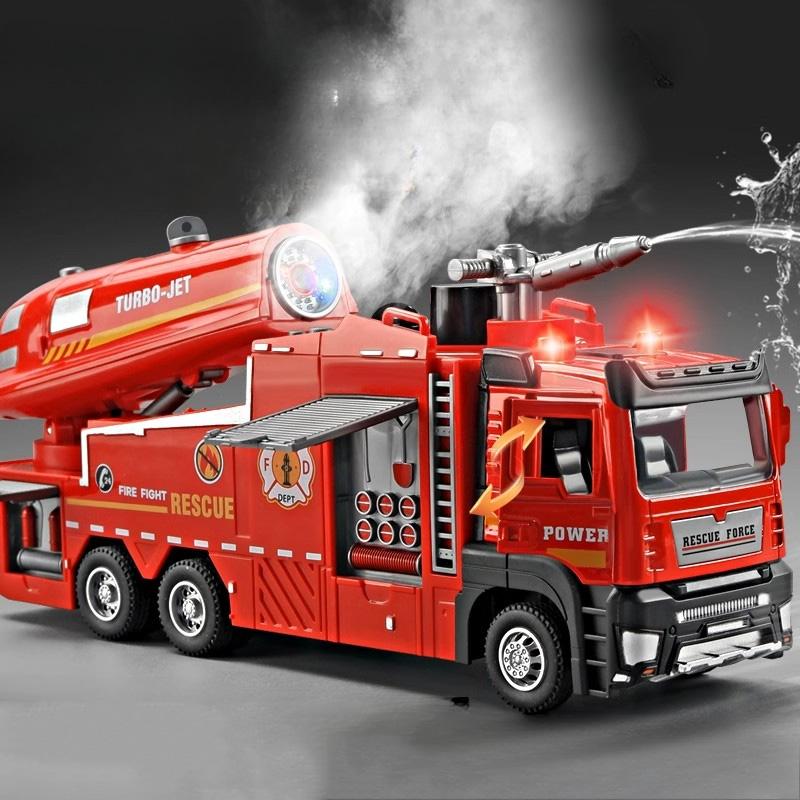 1:32 Giocattolo Modello in Lega Camion dei Pompieri Spray Auto Metallo Pressofuso Veicolo di Ingegneria Spray Acqua Porte Apribili Suono Luce Regali per Ragazzi