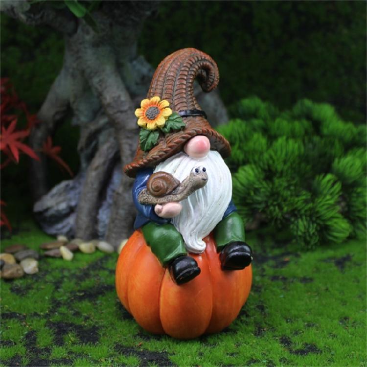 Pumpkin Gnomes Garden Statue Fall Gnomes Figurines Decoration Yard Lawn Outdoor
